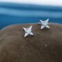 White Opal Star Stud Earrings In Sterling Silver, thumbnail 4 of 12