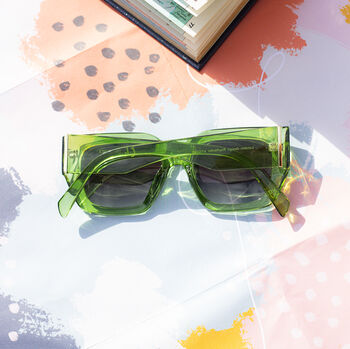 Green Chunky Angled Square Sunglasses, 3 of 3