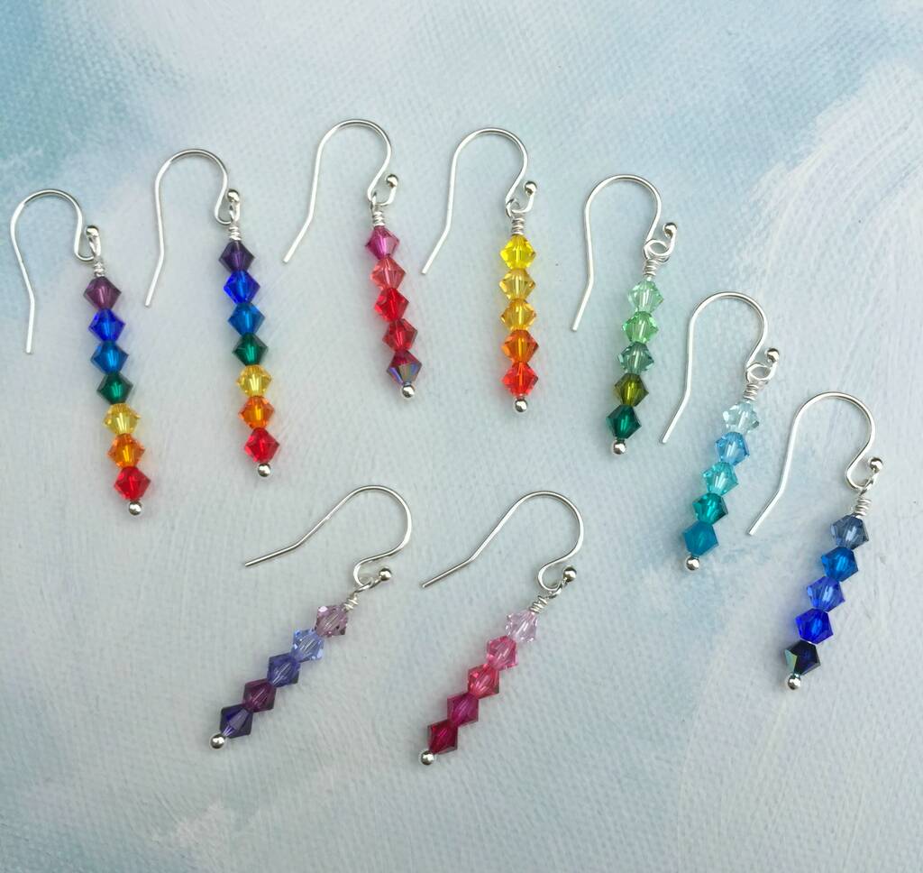 Rainbow Swarovski Crystal Earrings By Heirlooms Ever After