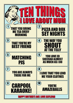 Personalised Ten Things I Love About Mum Gift Print, 2 of 6