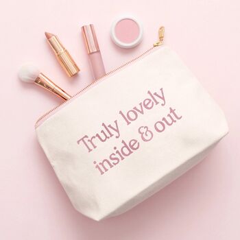 'Inside And Out’ Quote Canvas Makeup Bag, 3 of 9