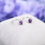 Purple Amethyst Huggie Hoop Earrings, thumbnail 3 of 12