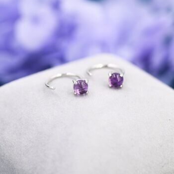 Purple Amethyst Huggie Hoop Earrings, 3 of 12