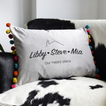 Personalised Happy Place Family Velvet Cushion, 4 of 11