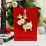 Personalised Reindeer Bauble Christmas Card Wooden, thumbnail 3 of 9