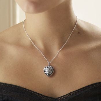 Sterling Silver Vintage Heart Locket Necklace, 2 of 11