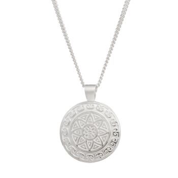 Aztec Ollin Travel Mandala Silver Necklace, 8 of 11