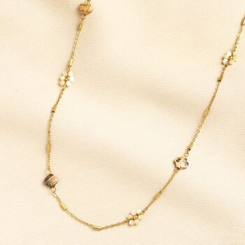Semi Precious Brown Beaded Long Necklace In Gold Plating, 2 of 7