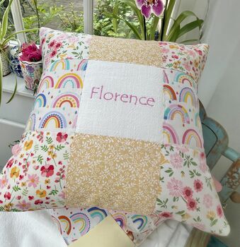 Rainbows And Buttercups Name Cushion, 4 of 7