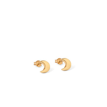 Moon Stud Earrings Gold Vermeil, 3 of 5