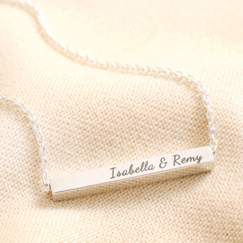 Personalised Sterling Silver Horizontal Bar Necklace, 3 of 5