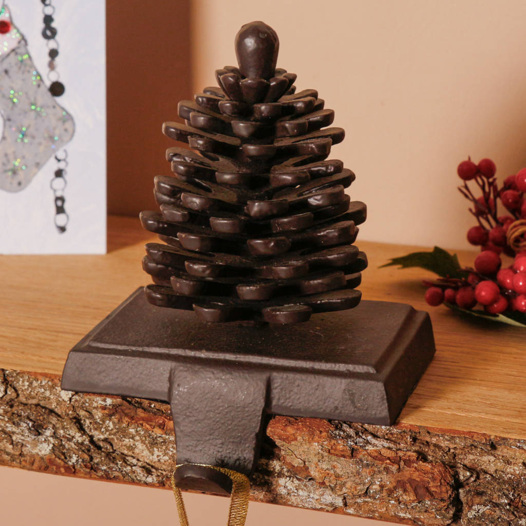 pine cone cast iron christmas stocking holder by dibor