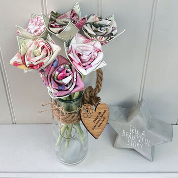 Personalised 4th,12th Anniversary Linen Roses With Vase, 4 of 6