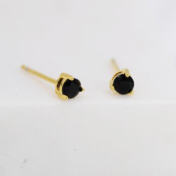 Sterling Silver Tiny Black Diamond Cz Stud Earrings, 4 of 12