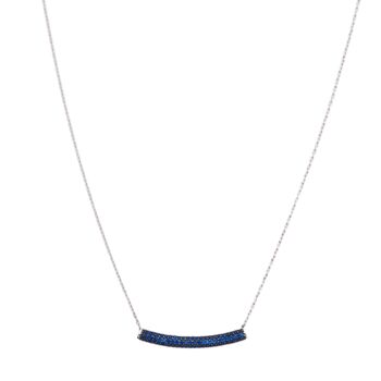 Sterling Silver Concave Bar Necklace Blue, 10 of 10