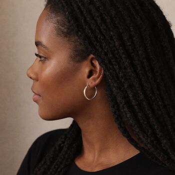 Large Sterling Silver Hammered Hoop Earrings – 27mm, 9 of 9