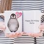 Custom Age Penguin Birthday Mug, thumbnail 2 of 3