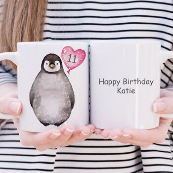 Custom Age Penguin Birthday Mug, 2 of 3