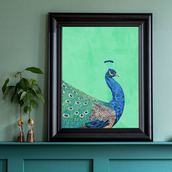 Custom Personalised Peacock Turquoise Art Print, 4 of 6