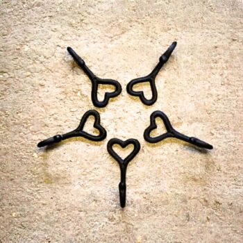Heart Hanging Coat Hooks Wall Mounted 5pc Iron Holders, 5 of 5