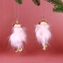 G Decor Set Of Two Pink Fluff Royal Princesses Hand Painted Christmas Ornament, thumbnail 1 of 4