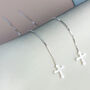 Sterling Silver Gothic Cross Threader Earrings, thumbnail 6 of 6