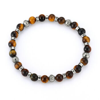 Mens Bracelet Tiger Eye Bead Link Bracelet Chain, 2 of 9