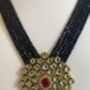 Indian Long Beaded Black Mala Necklace Set, thumbnail 5 of 8