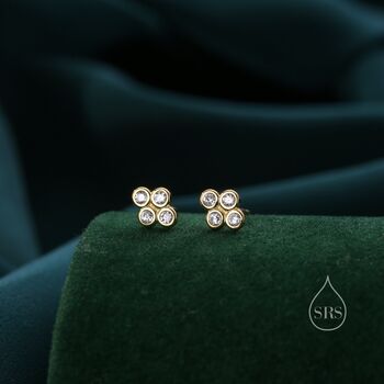 Sterling Silver Cz Bubble Cluster Stud Earrings, 4 of 12