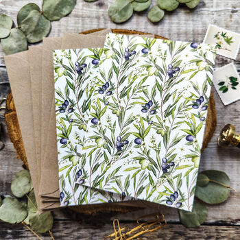 8x Olive Branches Folded Notecards, 2 of 7