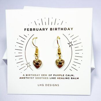 February Birthstone Heart Drop Earrings Gift, 5 of 6