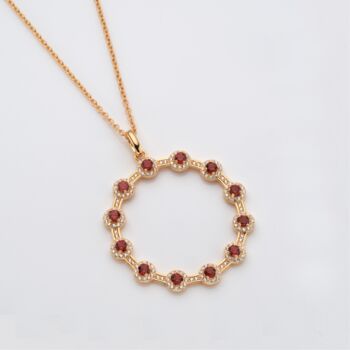 Garnet 18k Gold Plated Large Circle Necklace, 2 of 4