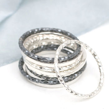Sterling Silver Dainty Rings. Stackable Ring Set, 11 of 12
