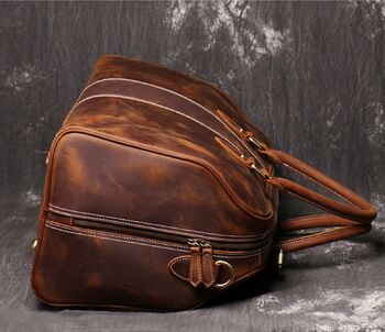 Genuine Leather Worn Look Weekend Bag, 12 of 12