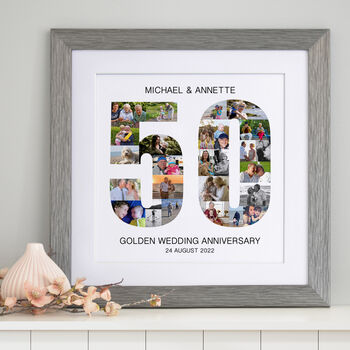 Personalised Golden Wedding Anniversary Photo Collage, 4 of 9