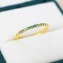 Emerald Green Ombre Half Eternity Ring Sterling Silver, thumbnail 7 of 12