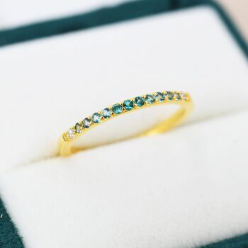 Emerald Green Ombre Half Eternity Ring Sterling Silver, 7 of 12