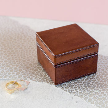 Ladies Personalised Leather Ring Box Square, 6 of 9