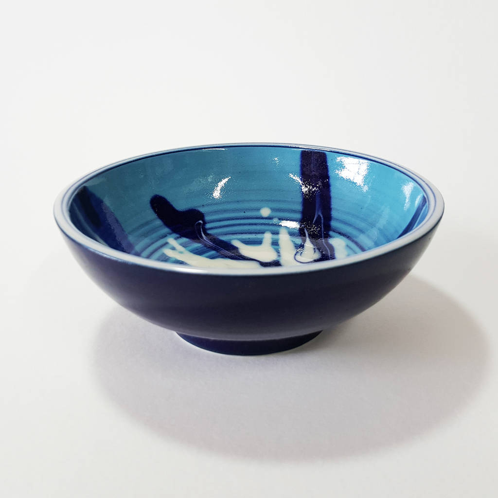Handmade Blue Turquoise Small Ceramic Bowl Waves Series By Rowena ...