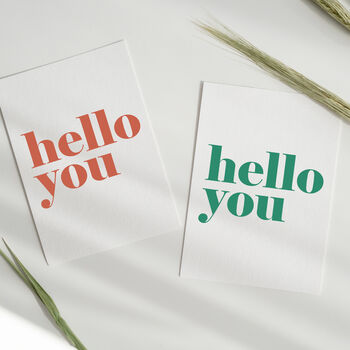 Pack Of Five Greetings Cards 'Hello You', 2 of 7