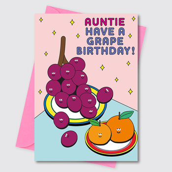 Funny Cute Grape Pun Auntie Birthday Card For Aunt, 2 of 2
