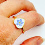 Forget Me Not Flower Adjustable Ring Hand Made Heart, thumbnail 2 of 9
