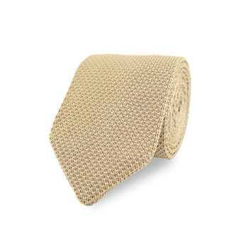 Men's Knitted Bow Tie In Beige | Perfect Wedding Neck Tie For Groomsmen | Gents Woven Tie, 8 of 9