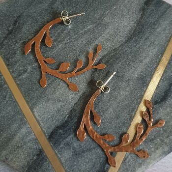 Woodland Half Hoop Copper Stud Earrings, 4 of 6