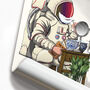 Space Astronaut Shaving Face, Funny Bathroom Art, thumbnail 4 of 7