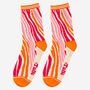 Women's Zebra Print Bamboo Socks Orange Pink, thumbnail 1 of 4