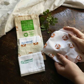 Organic Cotton Hankies Set Of Three In A Fabric Bag, 11 of 12