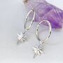 Northern Star Huggie Hoop Earrings In Sterling Silver, thumbnail 1 of 3