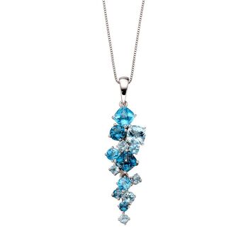 Blue Topaz Scatter Pendant Necklace In 9ct Gold, 2 of 3
