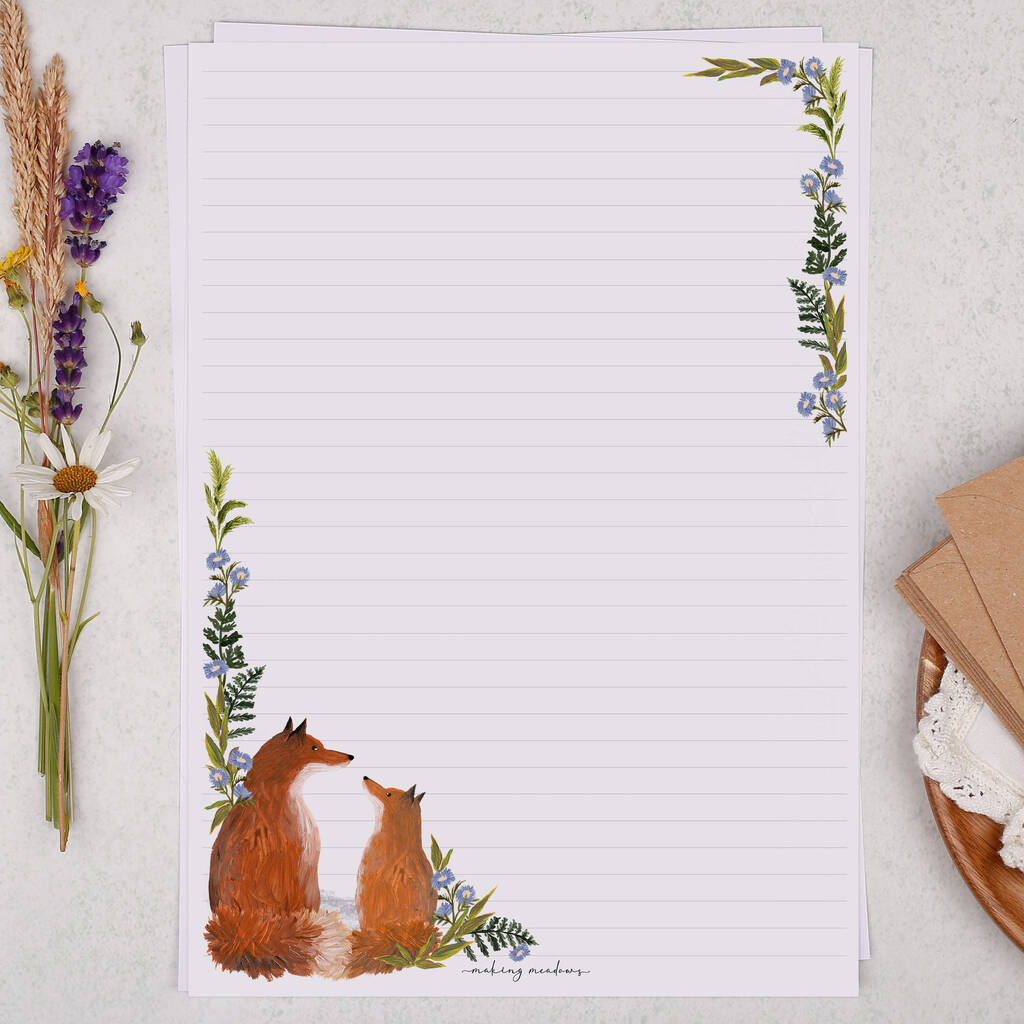 A4 Letter Writing Paper With Foxes And Florals, 1 of 4